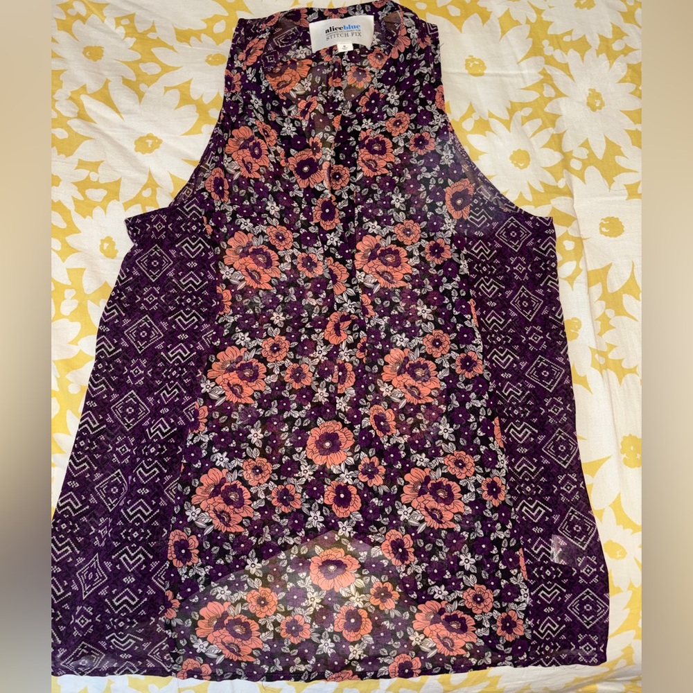 Alice Blue Floral Sleeveless Blouse